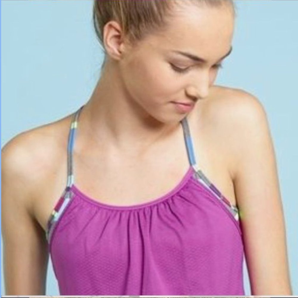 Ivivva by Lululemon Violet & Plaid Double Dutch Tank Size 8
